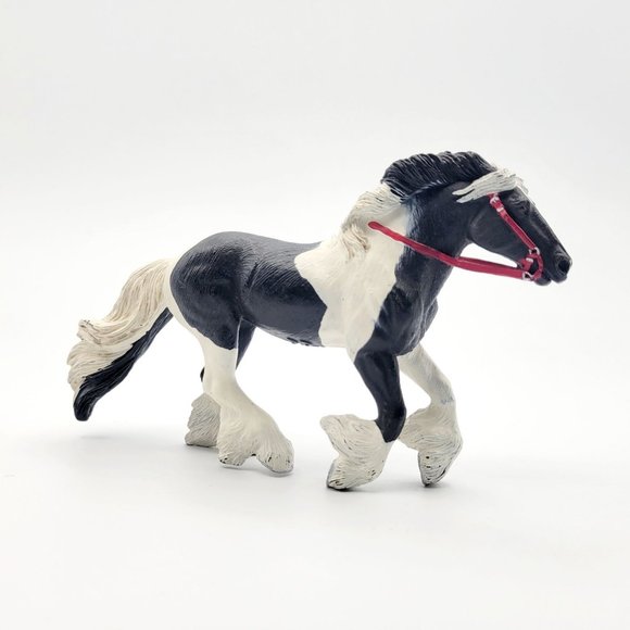 Safari Black & White Streaming Light Running Gypsy Vanner Horse Figure 2010 6" - Picture 1 of 10